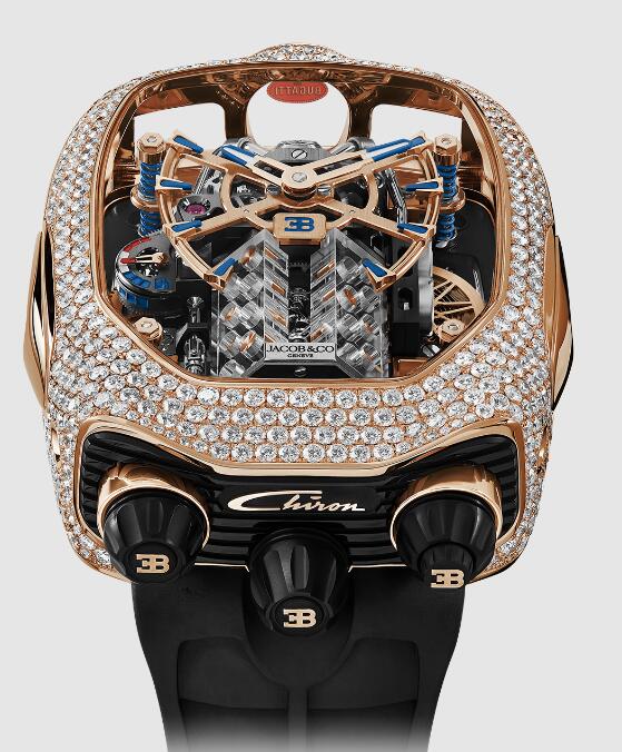 Review Jacob & Co BUGATTI CHIRON TOURBILLON PAVE BU200.40.RD.AA.ABRUA Replica watch